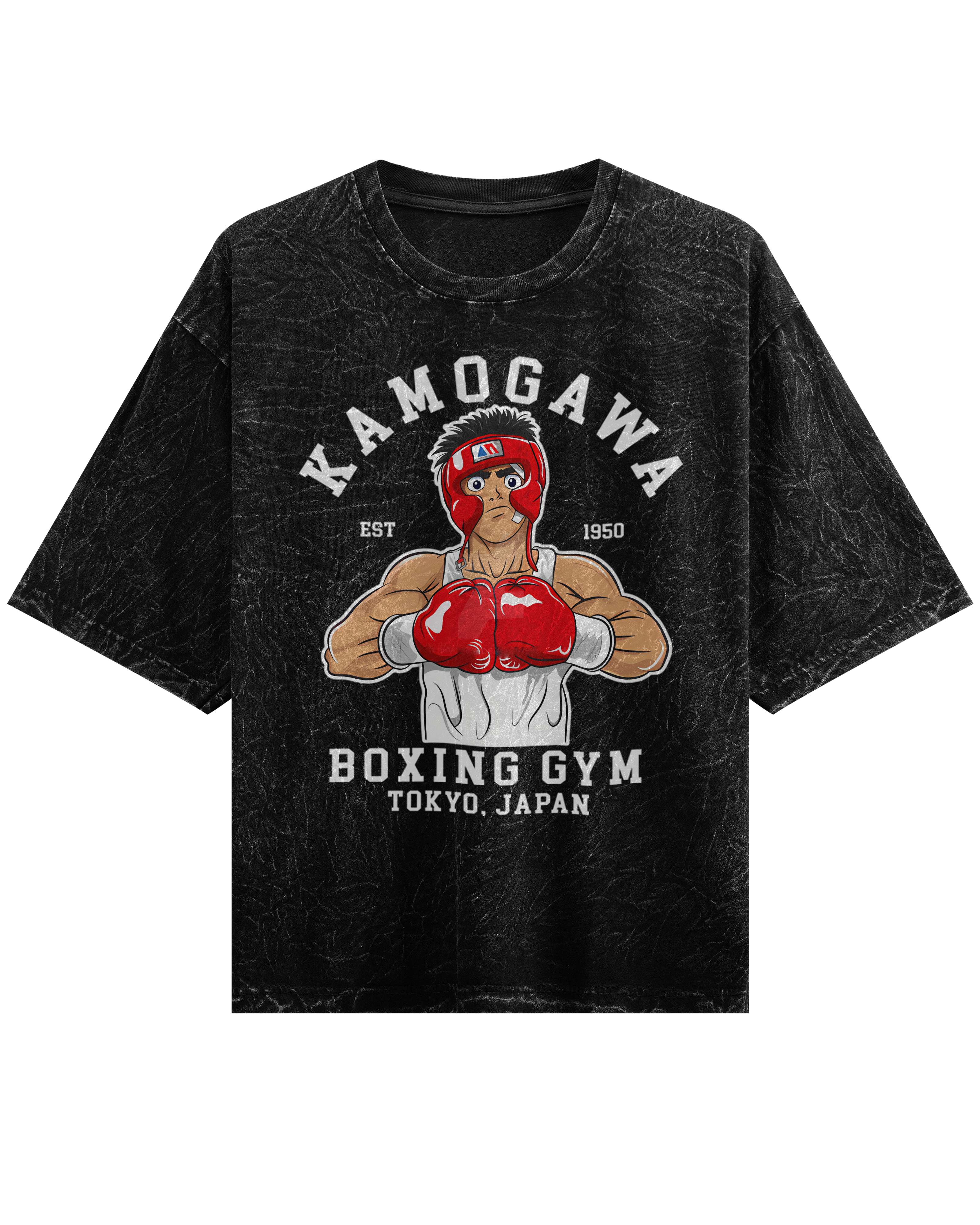 Kamogawa  - Hajime no Ippo Acid Wash Oversized T-shirt